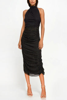ONE33 SOCIAL | The Elise Polka Dot Midi Dress | Black