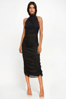 ONE33 SOCIAL | The Elise Polka Dot Midi Dress | Black