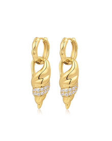 The Seashell Charm Hoops | Cubic Zirconia | Gold
