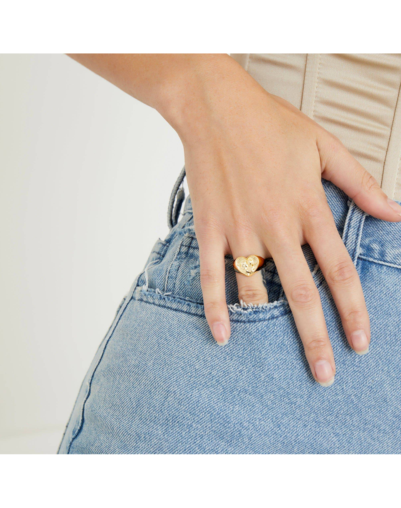 Size 5 - 9 | The Angel Signet Ring | Gold Vermeil and Silver