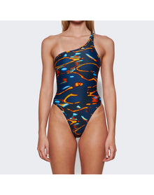 The Attico | Women | One-piece Swimsuit | Blue x Yellow Shades