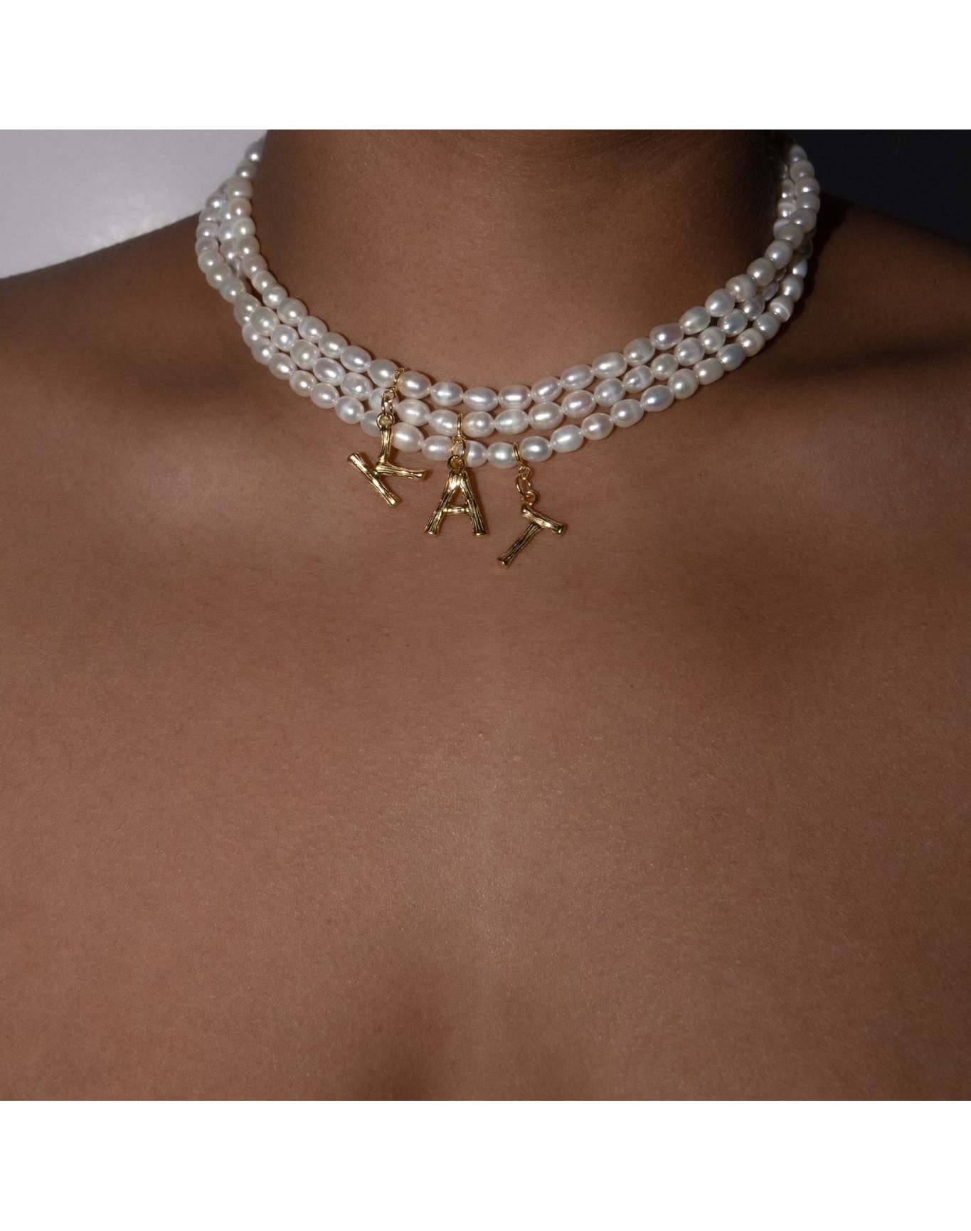 The Bamboo Pearl Initial Necklace | Freshwater Pearls