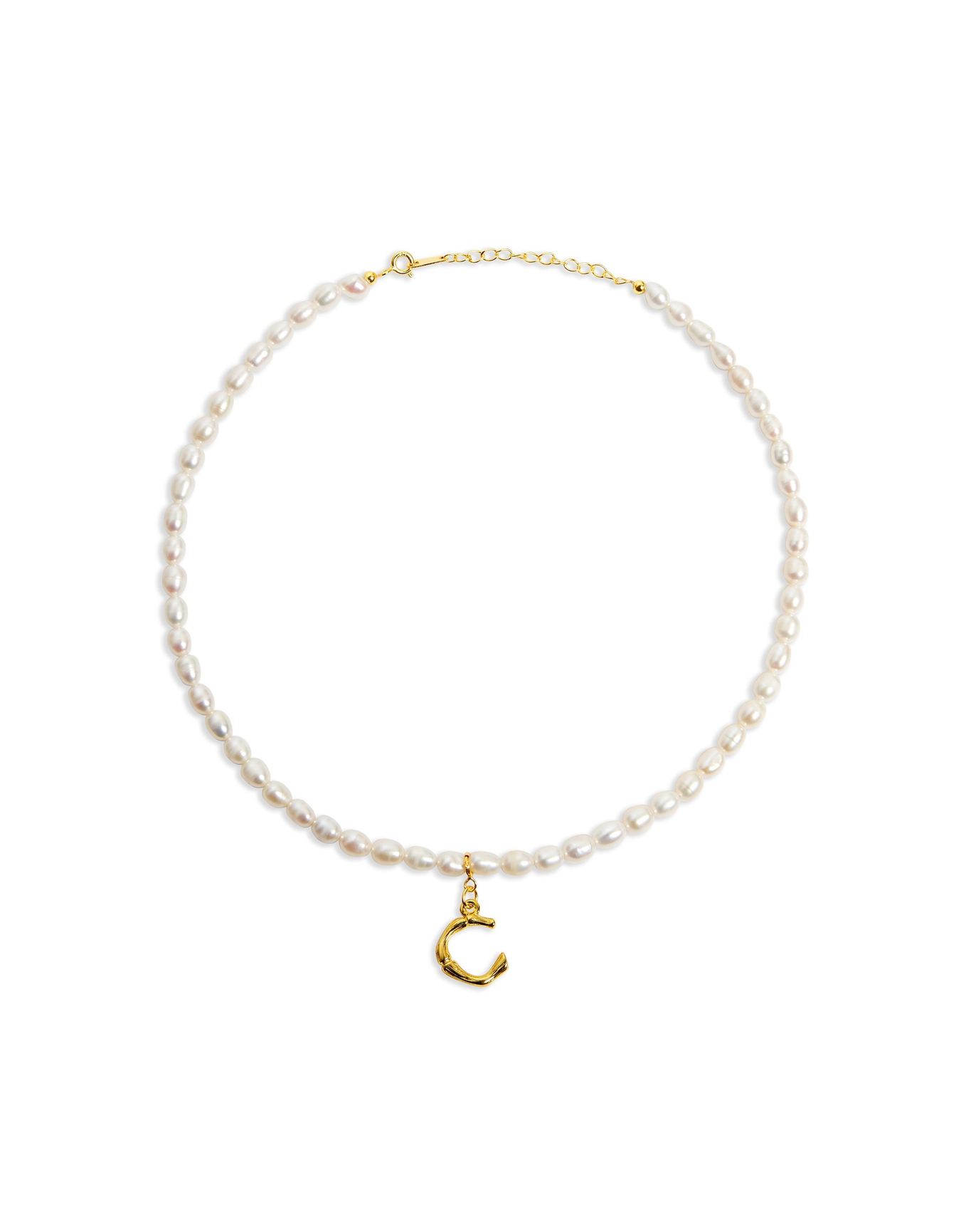 The Bamboo Pearl Initial Necklace | Freshwater Pearls