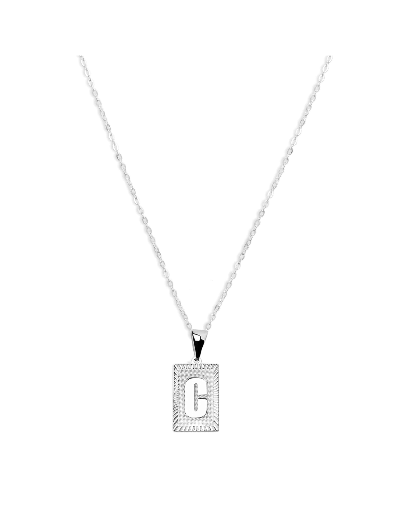 The Block Embossed Initial Pendant Necklace | Gold Vermeil and Sterling Silver