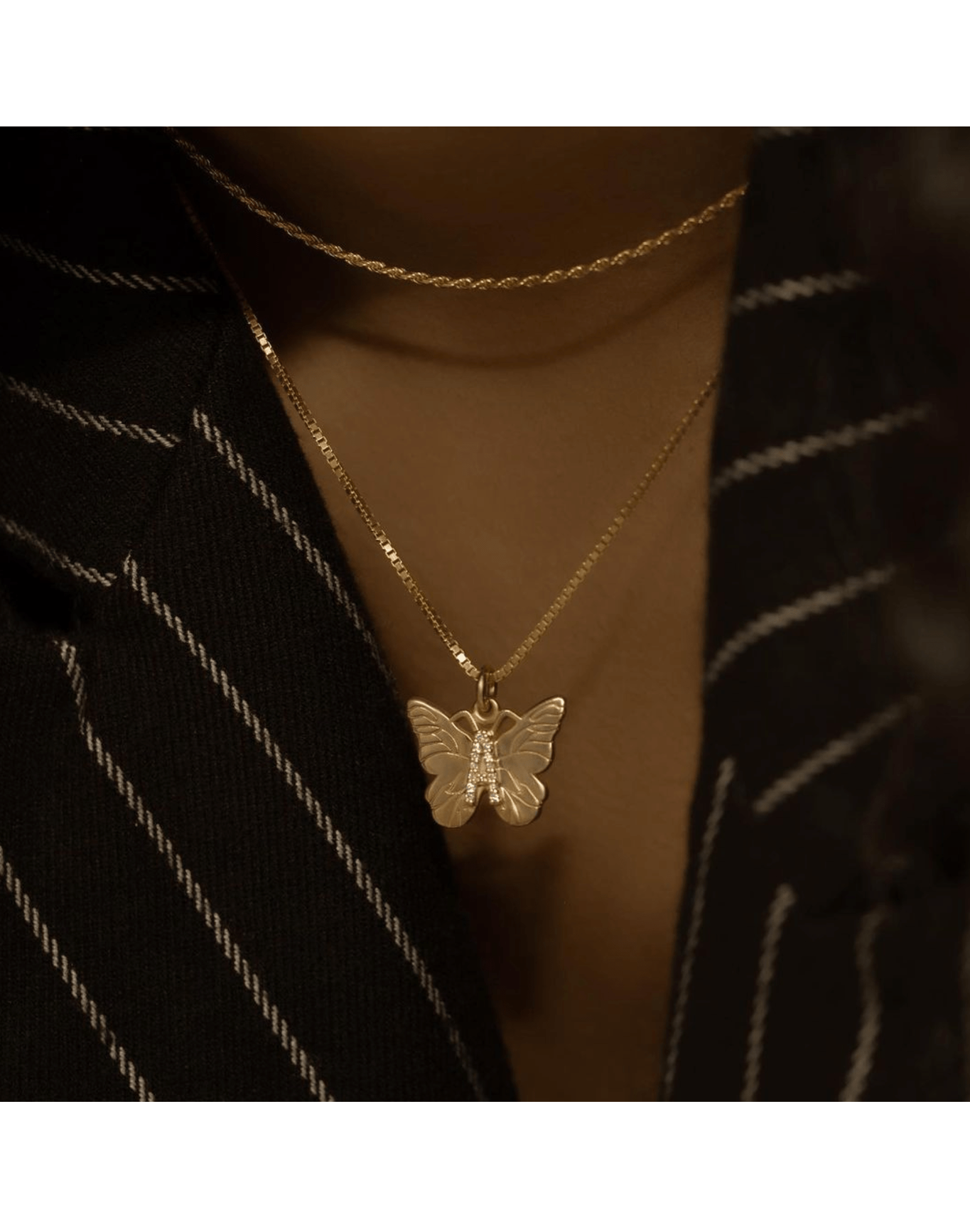 The Butterfly Initial Pendant Necklace | Gold Vermeil and Sterling Silver