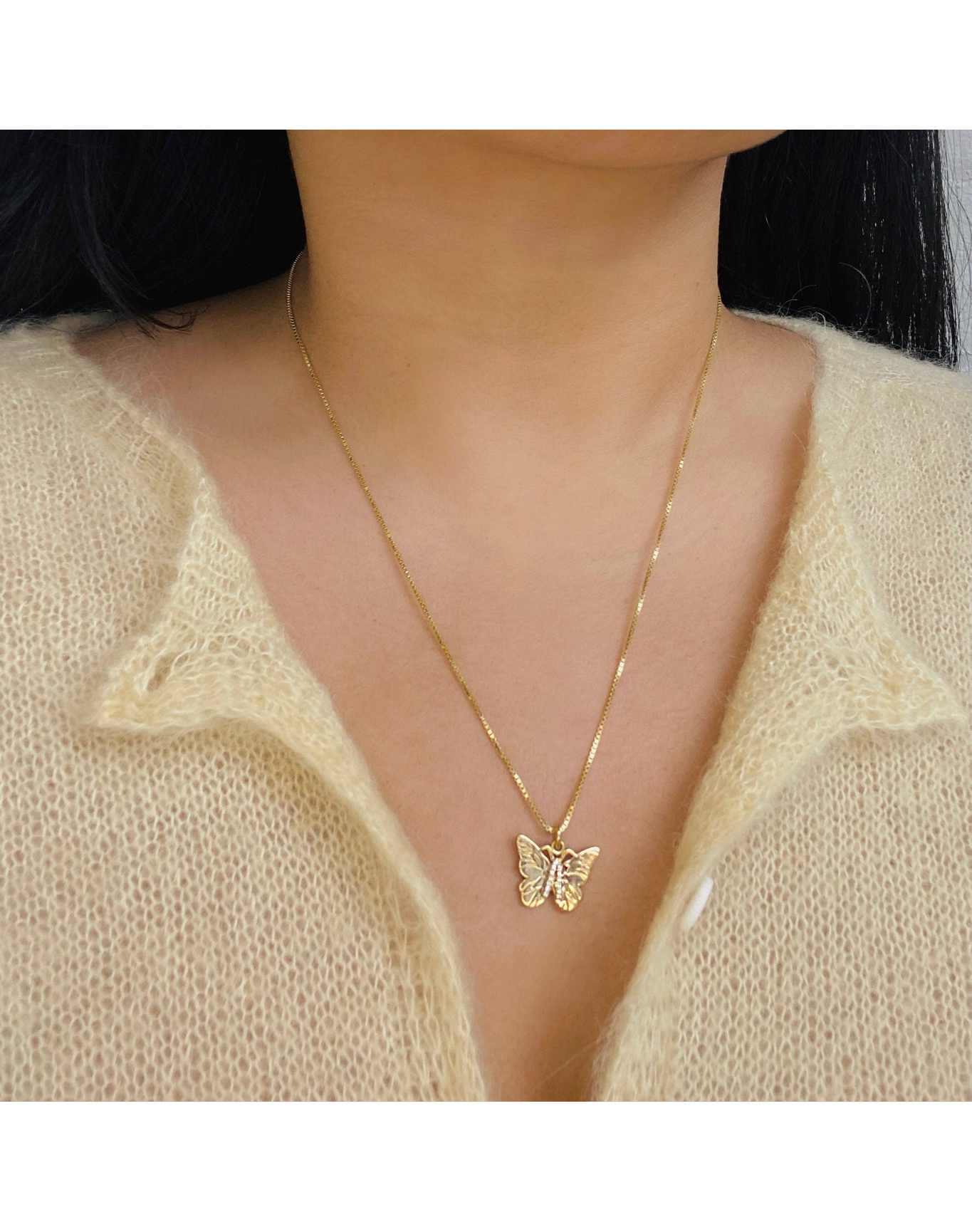 The Butterfly Initial Pendant Necklace | Gold Vermeil and Sterling Silver