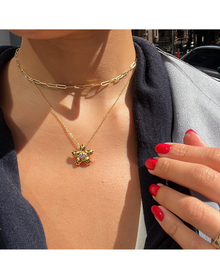 The CZ Flower Pendant Necklace in 18K Gold Plated Silver | Gold Plated Sterling Silver