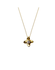 The CZ Petal Pendant Necklace in 18K Gold-Plated Silver | Gold Plated Sterling Silver