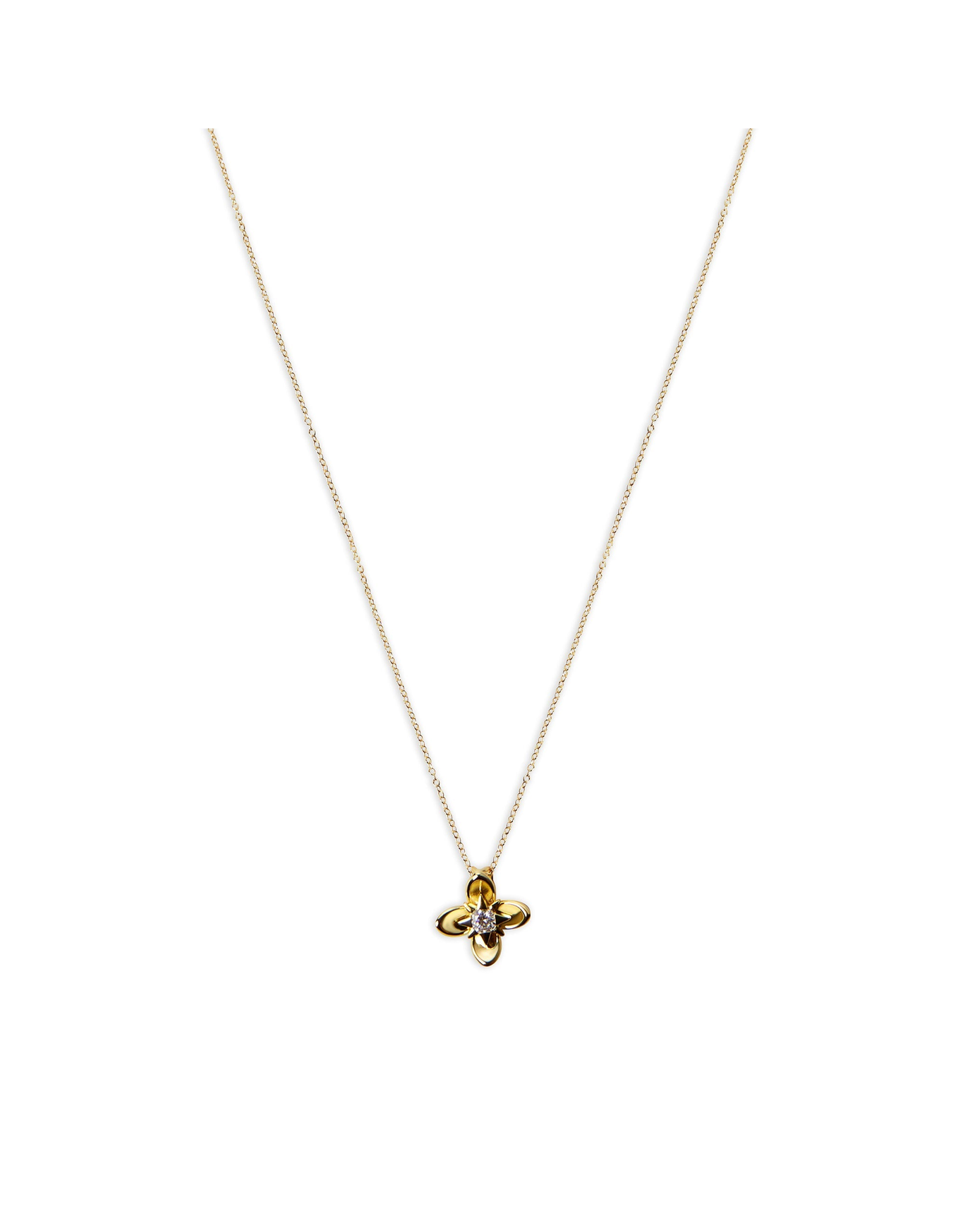 The CZ Petal Pendant Necklace in 18K Gold-Plated Silver | Gold Plated Sterling Silver