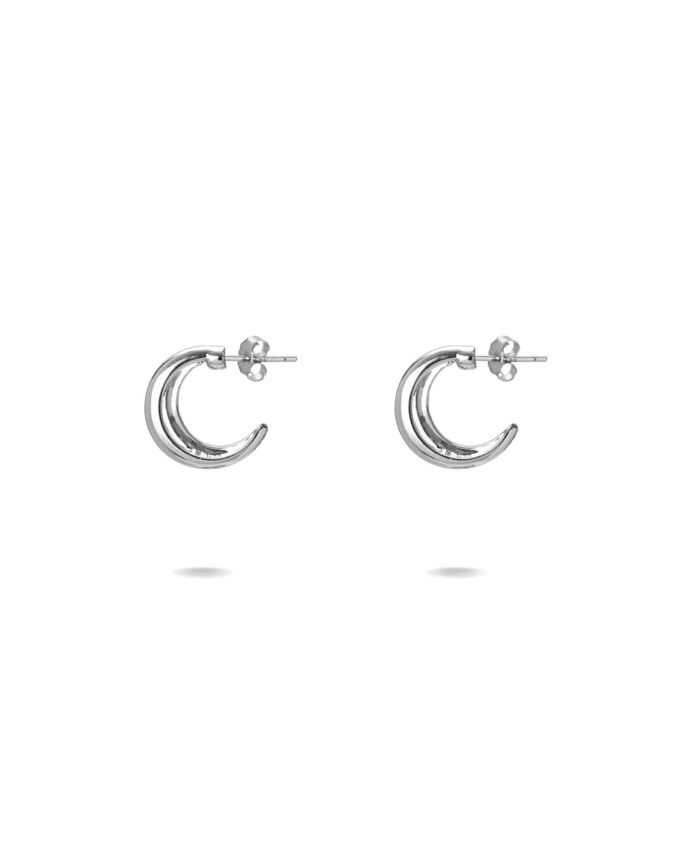 The Crescent Small Hoop Earrings in 18k Gold-Plated Brass | Gold and Silver