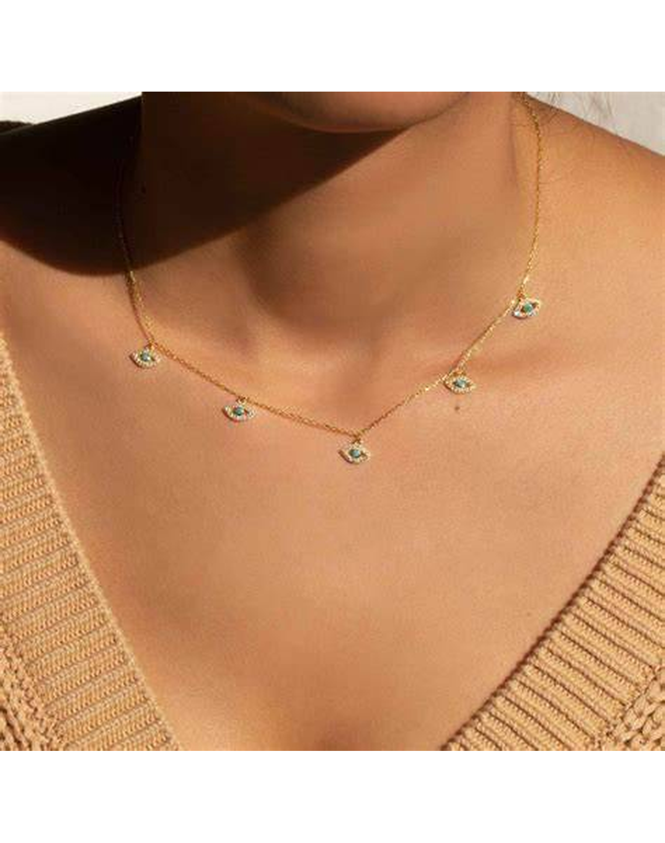 The Evil Eye Pave Charm Collar Necklace | Sterling Silver Gold Vermeil