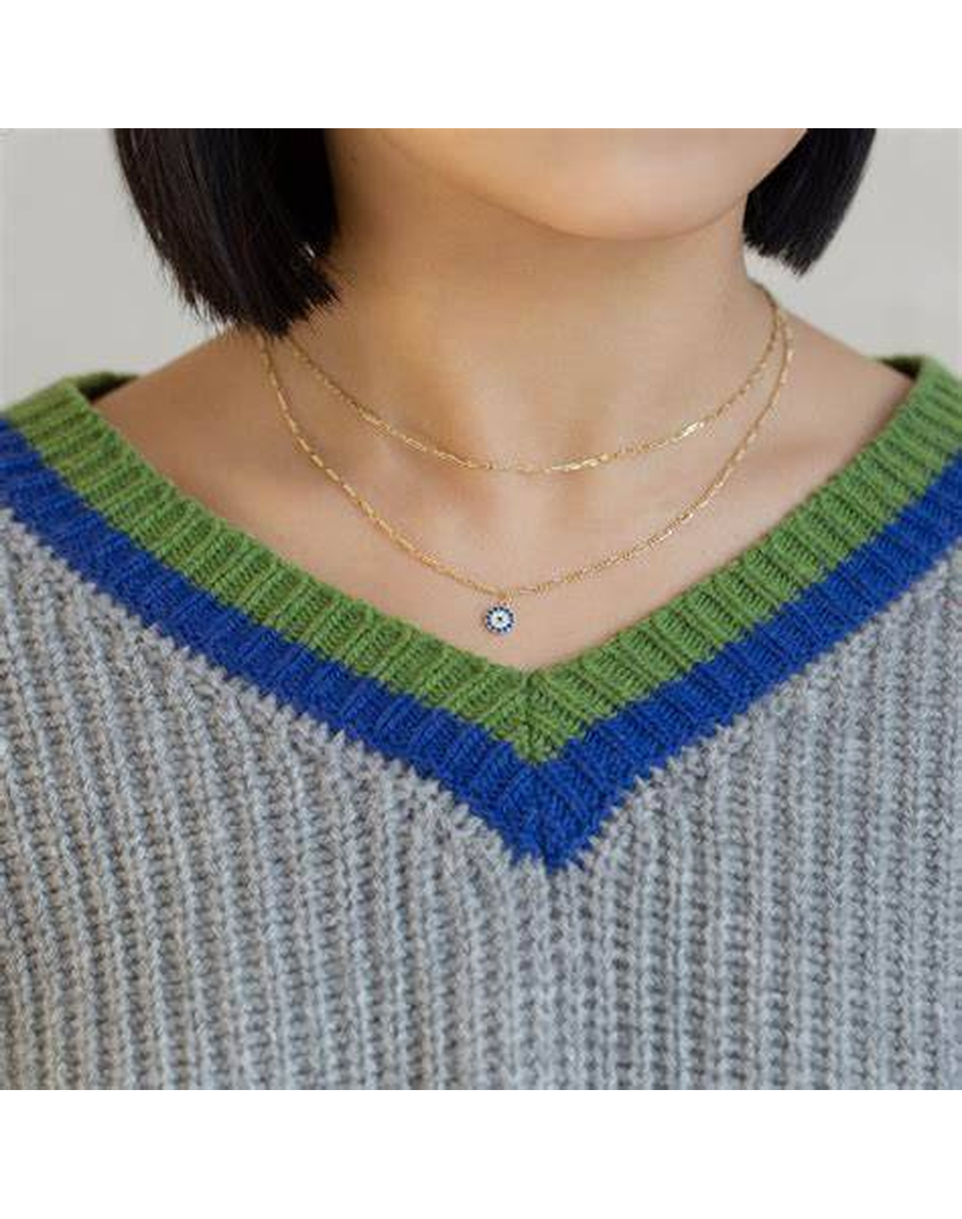 The Figaro Evil Eye Layering Necklace | Gold Vermeil