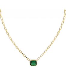 The Green Emerald Reda Link Necklace Chapter Ii By Greg Yuna X The M Jewelers | Sterling Silver Gold Vermeil