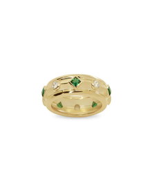 The Green Emerald Solitaire Band | Gold Vermeil