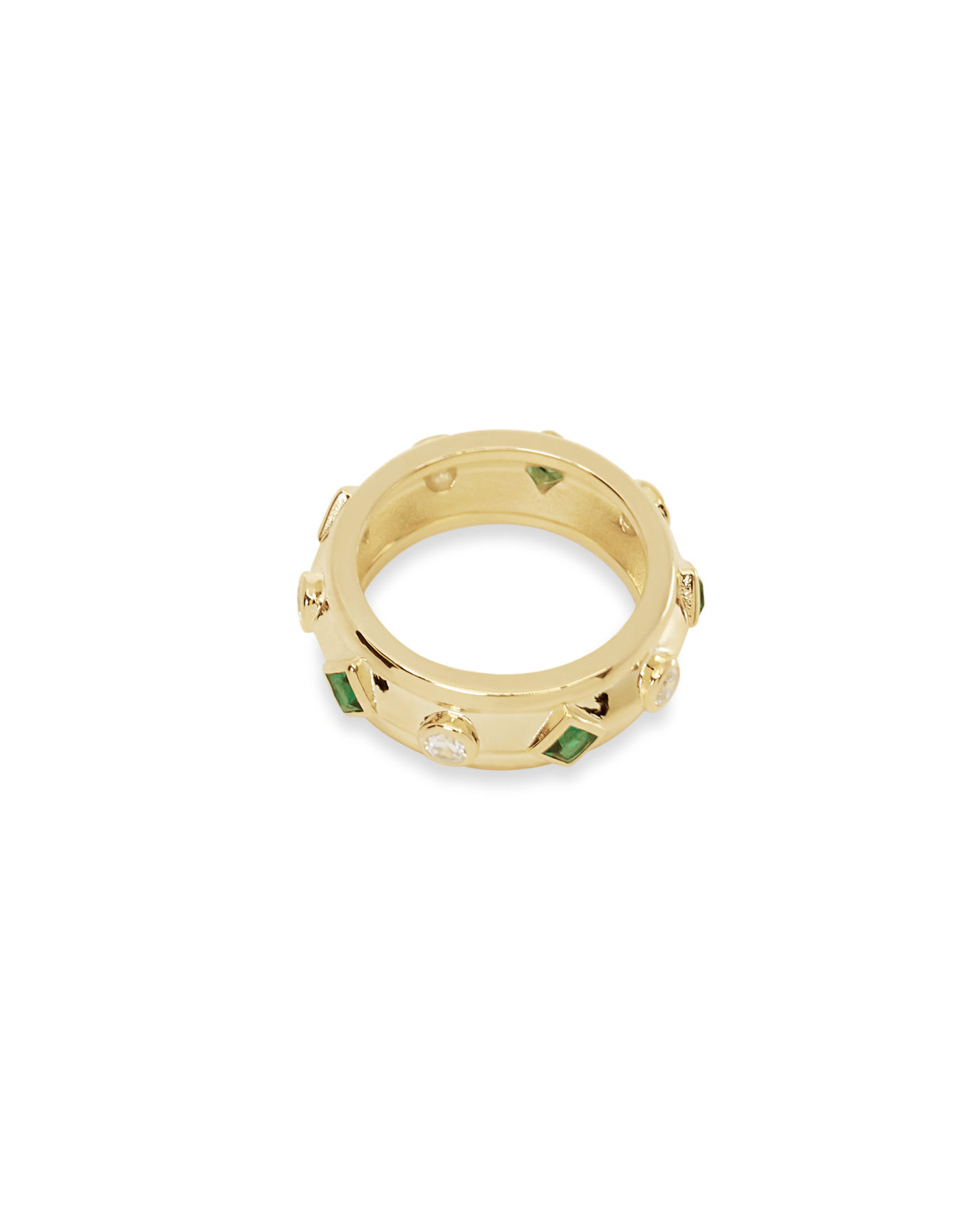 The Green Emerald Solitaire Band | Gold Vermeil