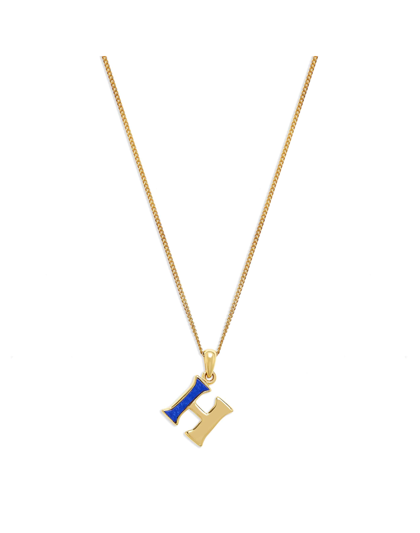 The Half Stone Initial Necklace | Lapis