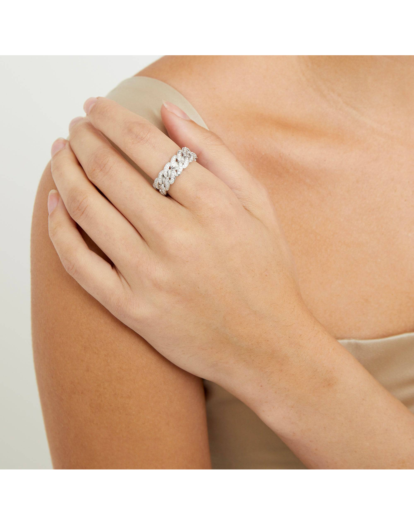 The Iced Out Cuban Link Ii Ring | Gold Vermeil and Sterling Silver