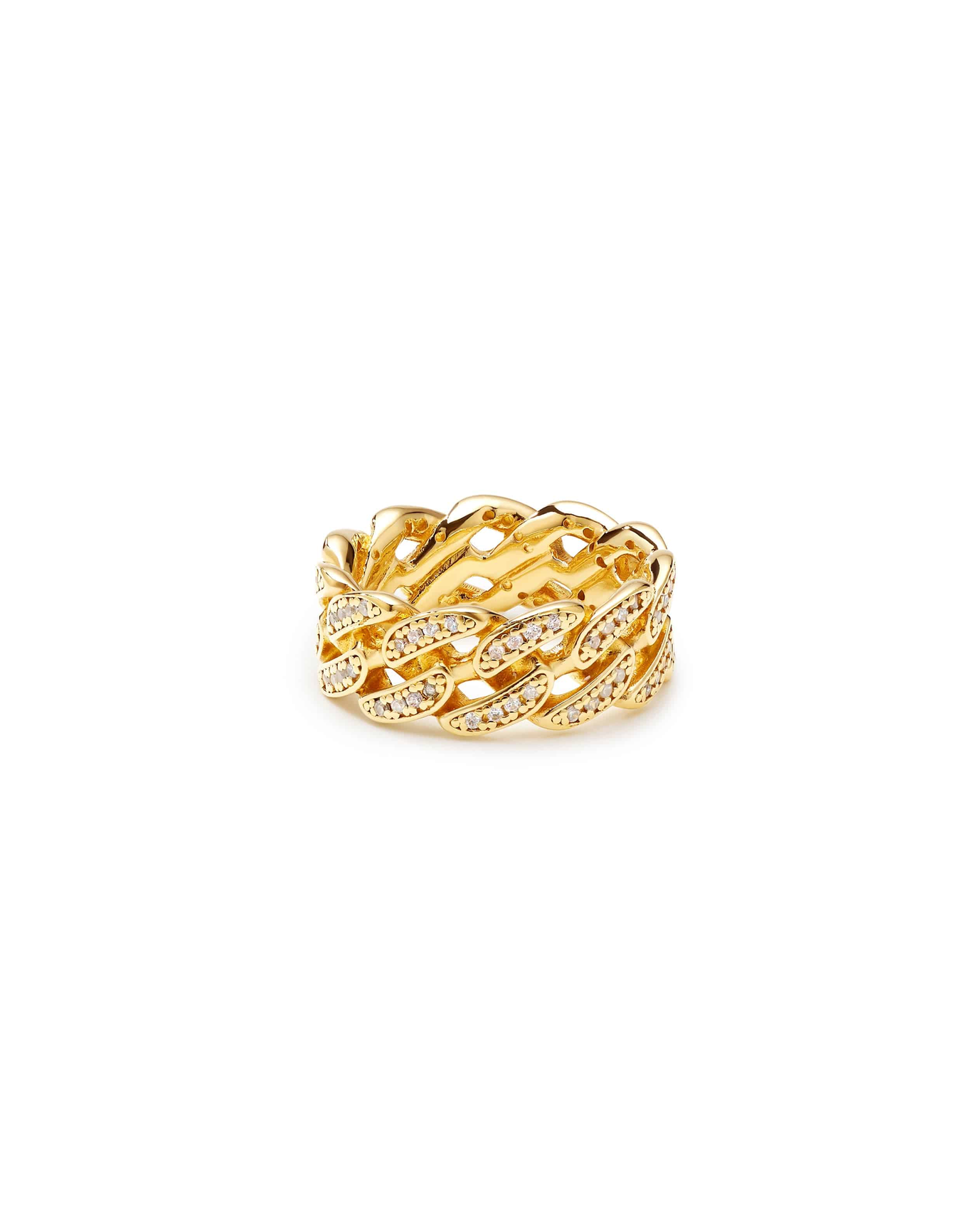 The Iced Out Cuban Link Ii Ring | Gold Vermeil and Sterling Silver