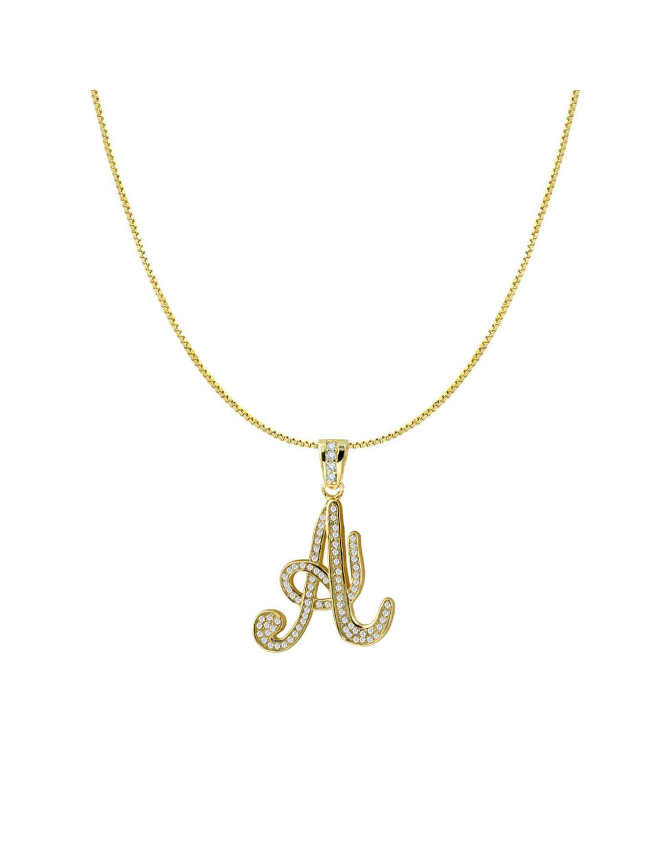 The Iced Out Script Initial Necklace | Gold Vermeil and Silver