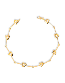 The Kaia Heart Stone Link Bracelet | Gold-Plated Silver
