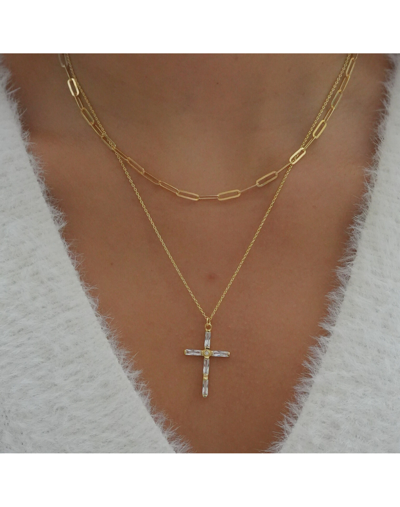 The Mini Celia Cross Necklace | Gold and Silver