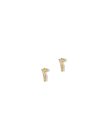 The Mini Screw Huggie Earrings in Gold with Zirconia | Gold Plated Sterling Silver
