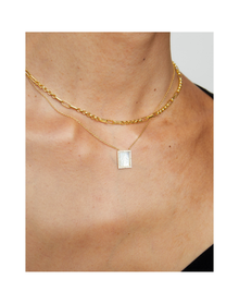 The Mother Of Pearl Virgin Mary Square Pendant Necklace | Gold Plated Sterling Silver