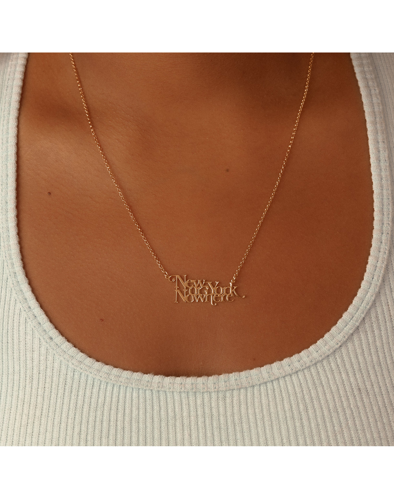 The New York Or Nowhere Nameplate Necklace | Gold Vermeil and Sterling Silver