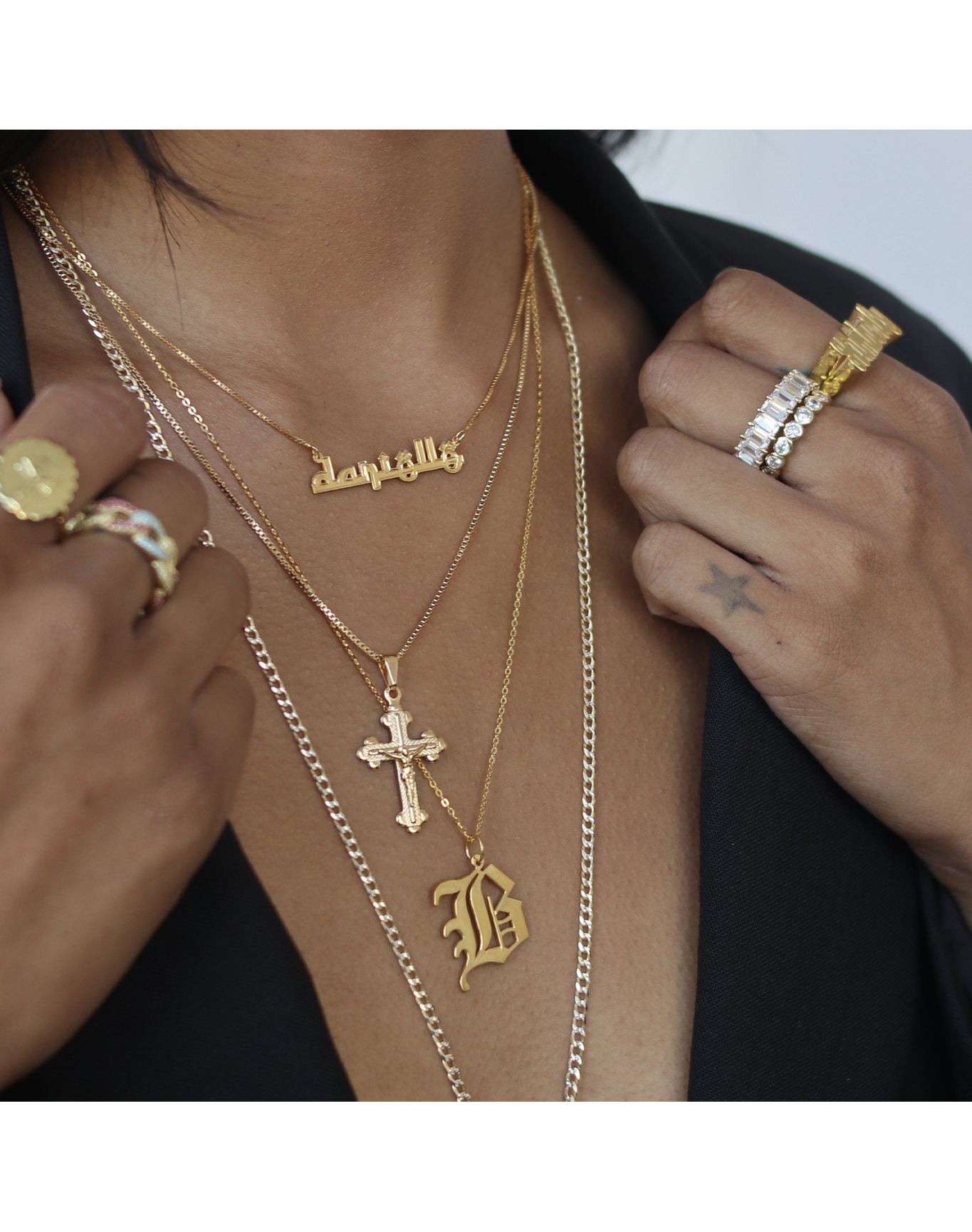 The Old English Pendant Necklace Uppercase | Gold Vermeil and Silver
