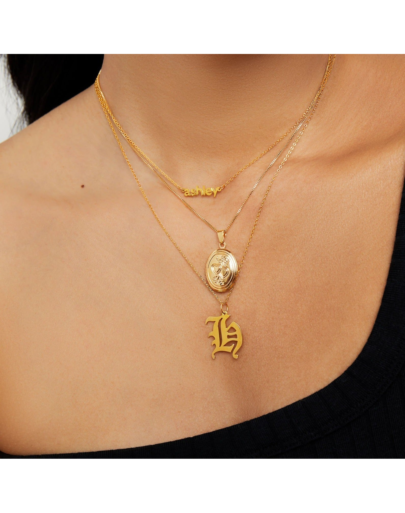 The Old English Pendant Necklace Uppercase | Gold Vermeil and Silver