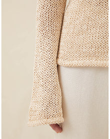 The Open-Weave Crewneck | Straw Melange