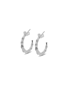 The Pave Bamboo Hoop Earrings | Gold Vermeil and Sterling Silver