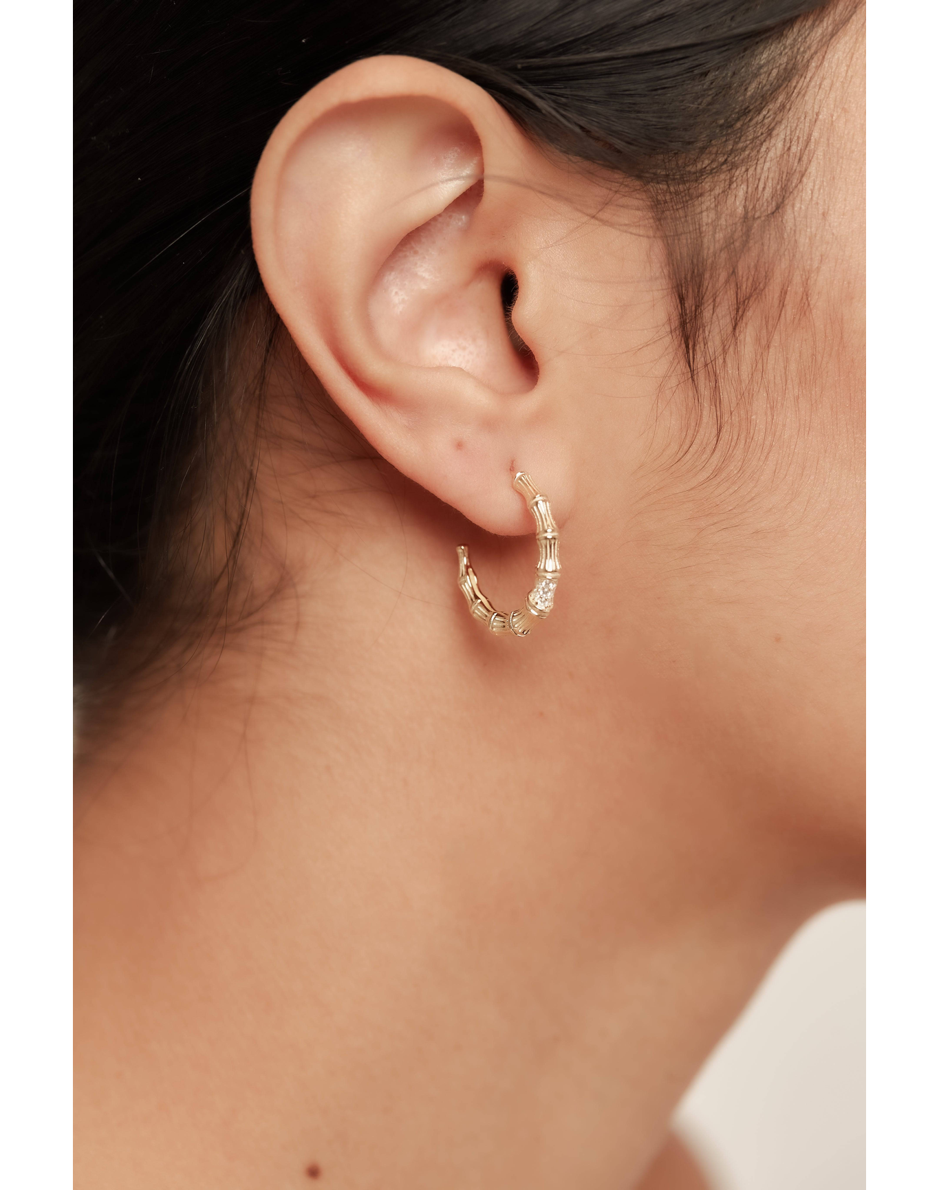 The Pave Bamboo Hoop Earrings | Gold Vermeil and Sterling Silver