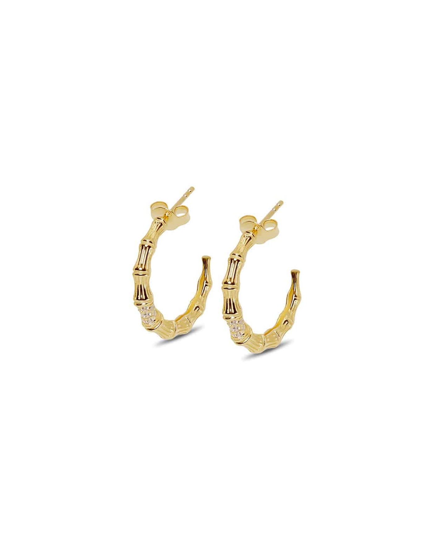 The Pave Bamboo Hoop Earrings | Gold Vermeil and Sterling Silver