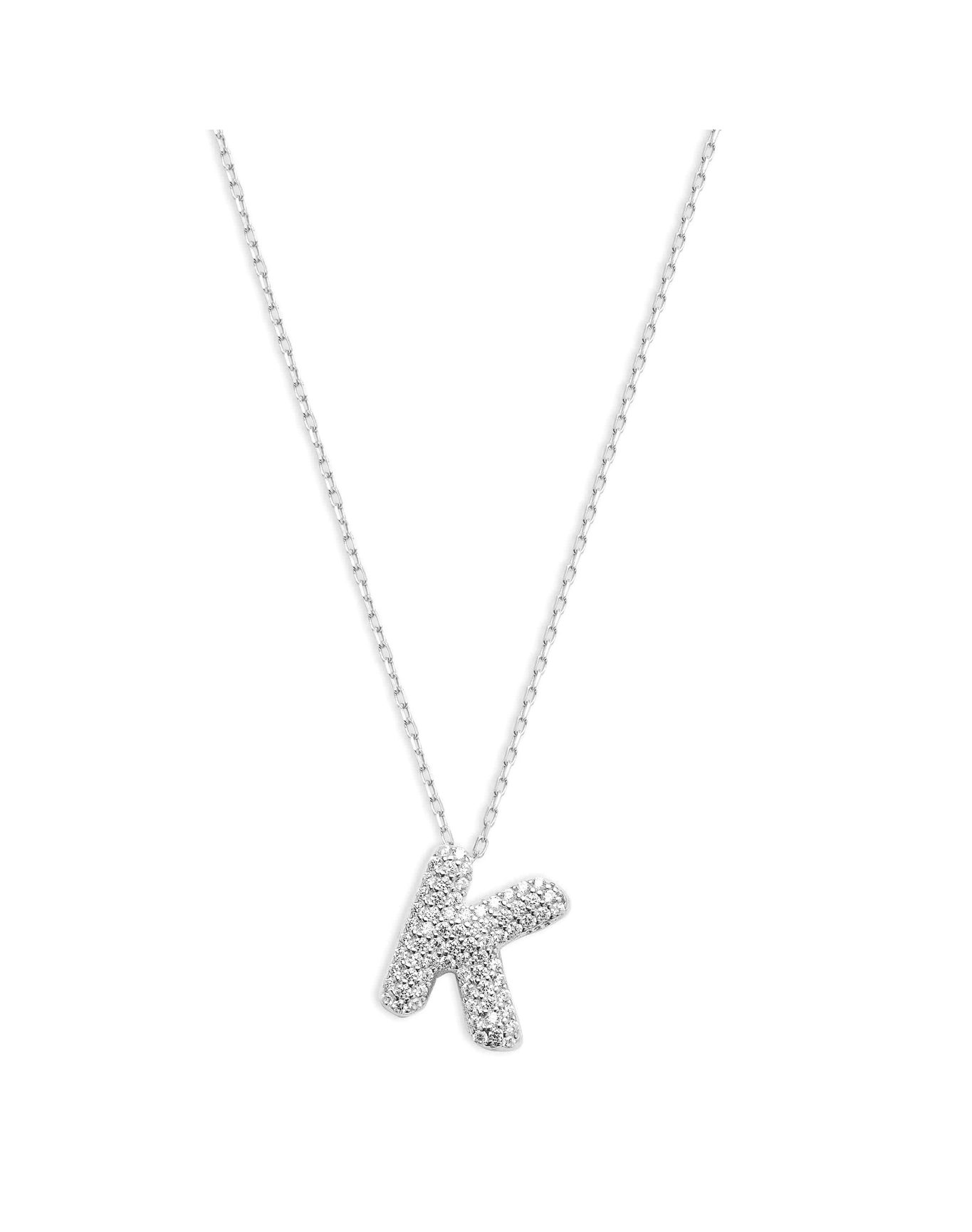 The Pave Bubble Letter Pendant Necklace | Gold Vermeil and Sterling Silver