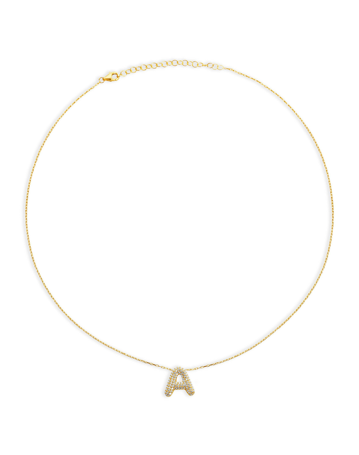 The Pave Bubble Letter Pendant Necklace | Gold Vermeil and Sterling Silver