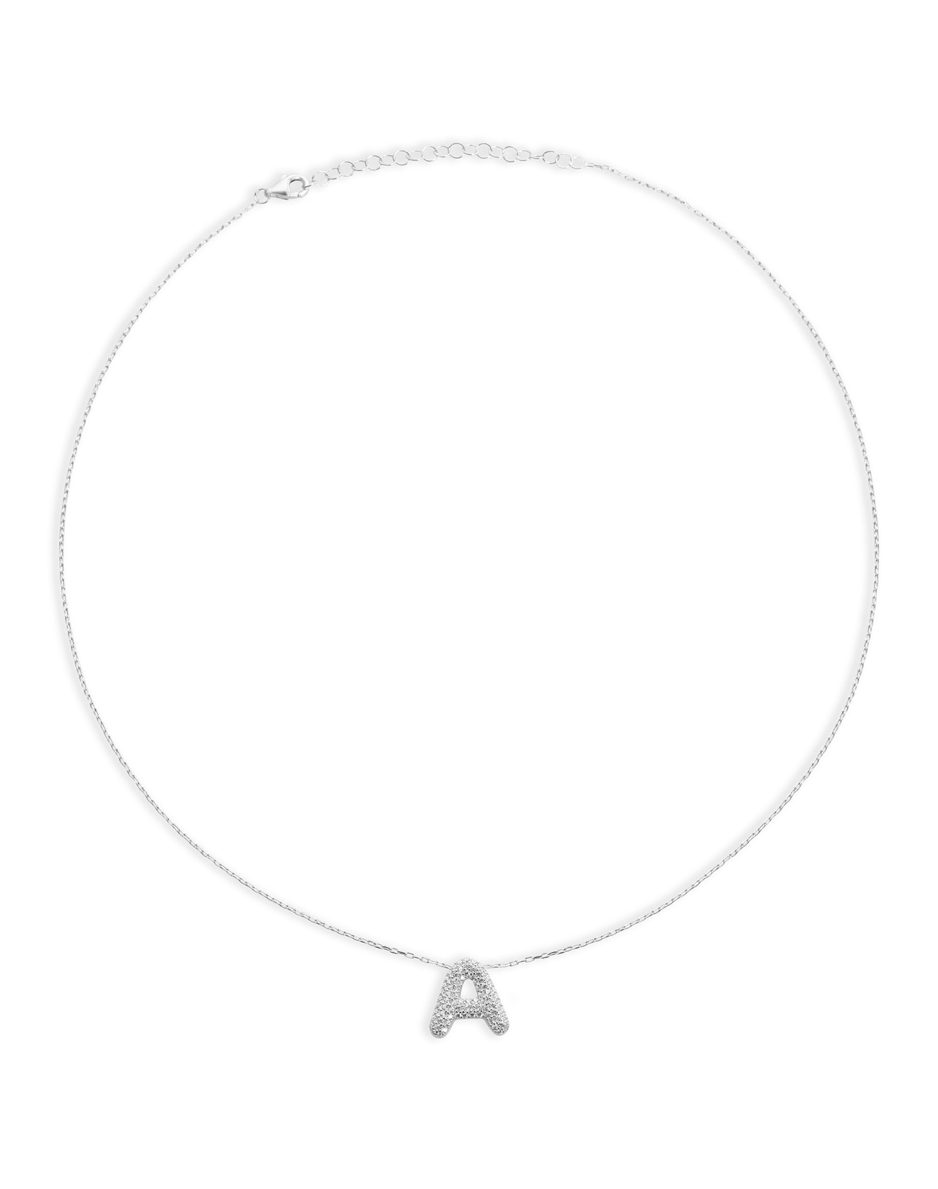 The Pave Bubble Letter Pendant Necklace | Gold Vermeil and Sterling Silver