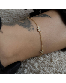 The Pave' Butterfly Anklet | Gold Vermeil and Sterling Silver