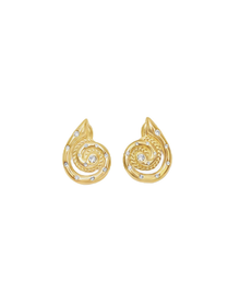 The Pave Heirloom Seashell Stud Earrings | Gold Vermeil