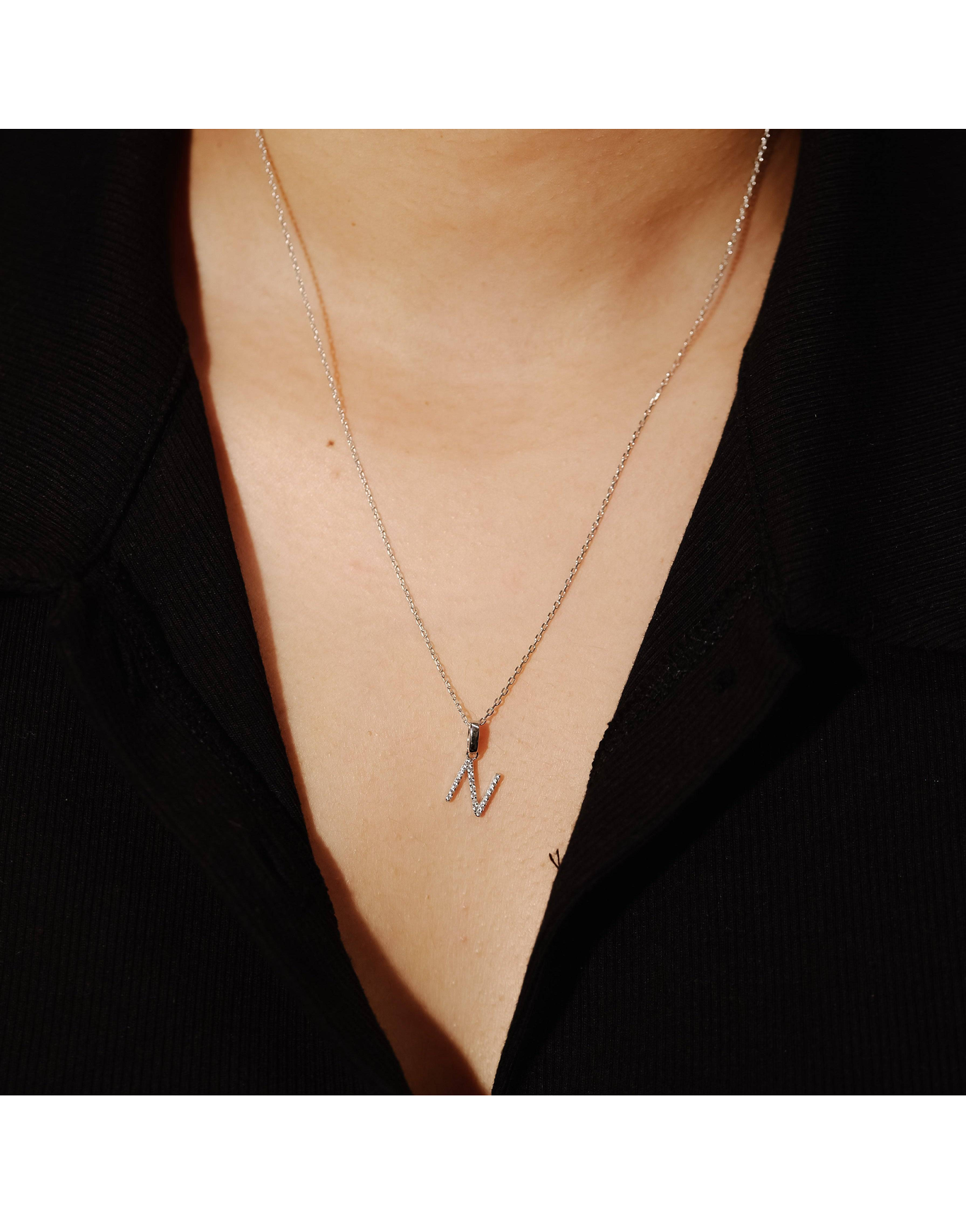 The Pave Single Block Initial Necklace | Gold Vermeil and Sterling Silver