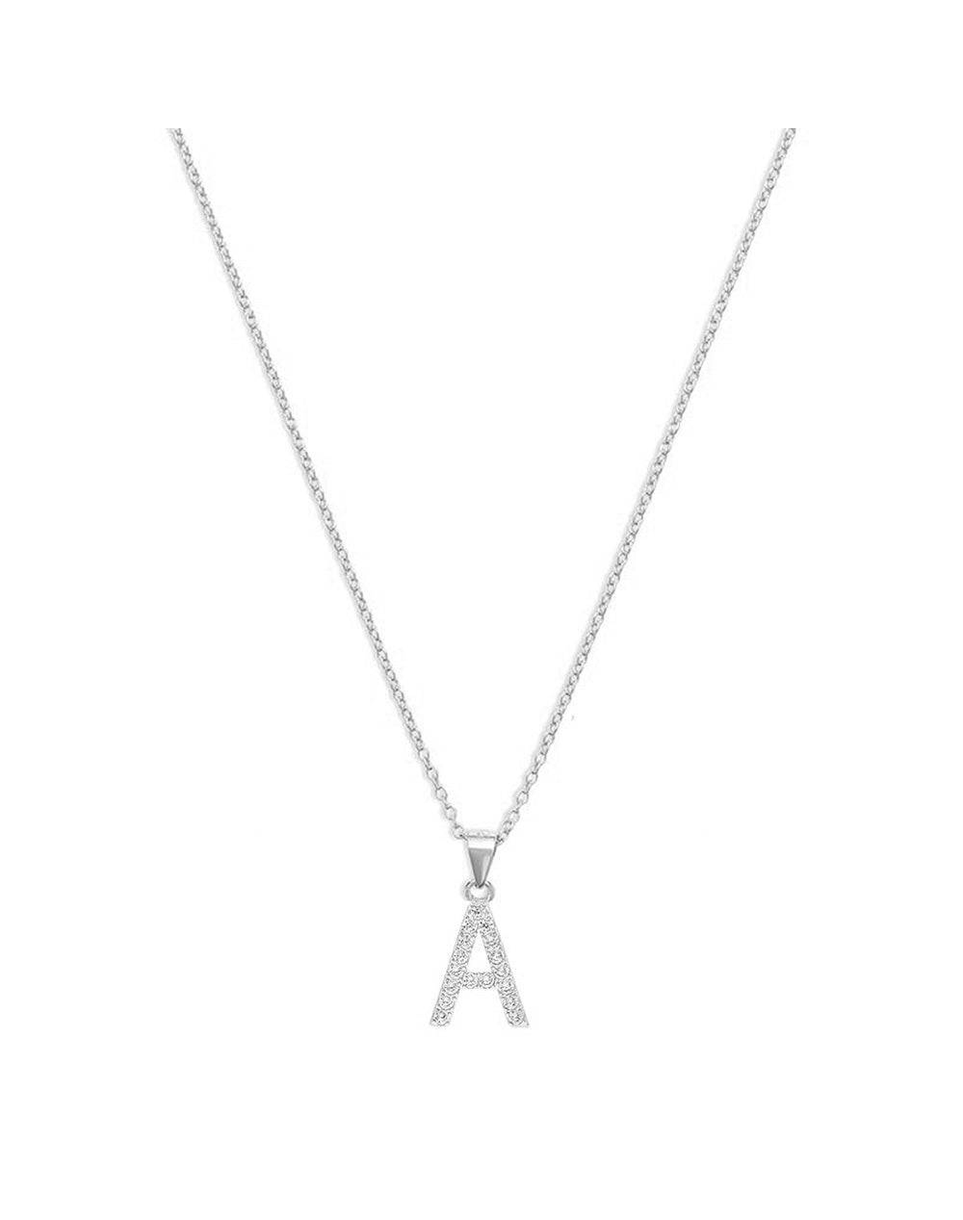The Pave Single Block Initial Necklace | Gold Vermeil and Sterling Silver