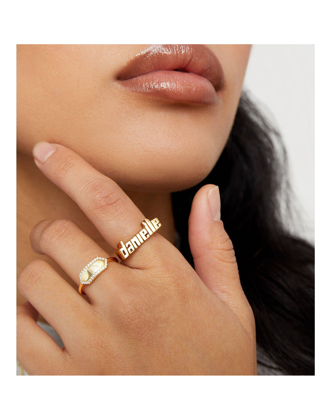 The Pave' Slim Signet Ring | Gold Vermeil and Sterling Silver