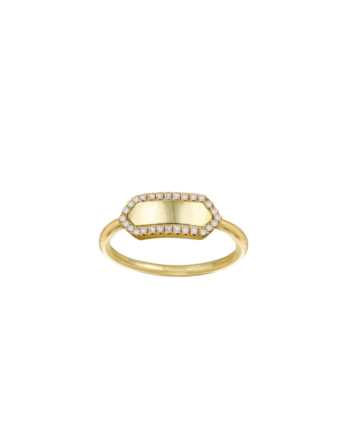 The Pave' Slim Signet Ring | Gold Vermeil and Sterling Silver