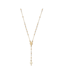 The Pearl Mary Rosary Cross Necklace | Gold Vermeil and Sterling Silver