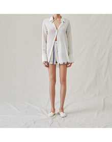 The Rolled Shorts in Bari Stripe | Washed Blue / Cream