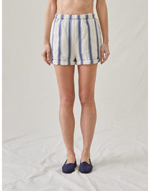 The Rolled Shorts in Bari Stripe | Washed Blue / Cream