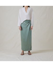 The Satin Draped Skirt | Seaglass