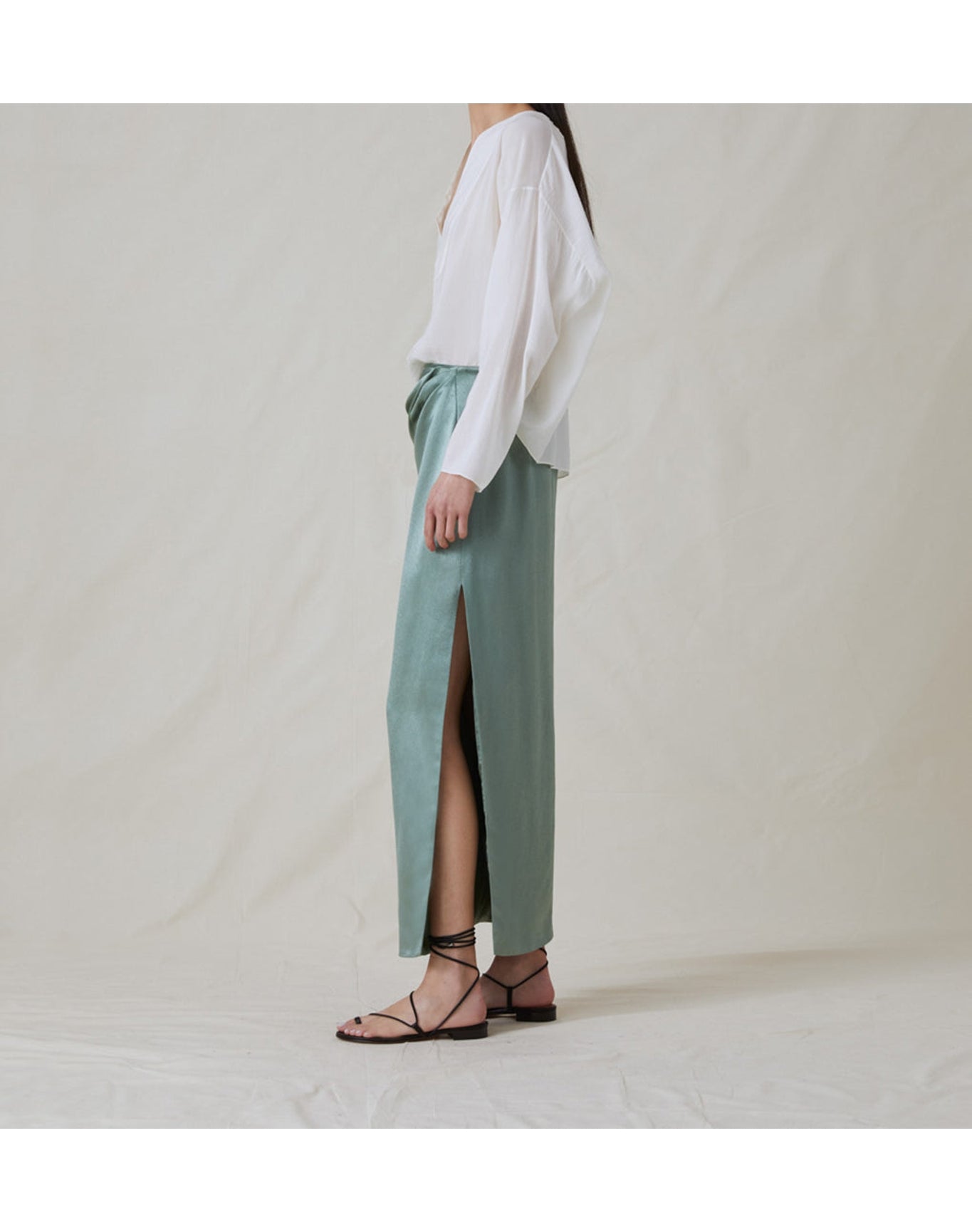The Satin Draped Skirt | Seaglass