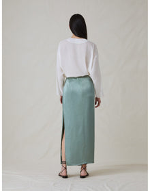 The Satin Draped Skirt | Seaglass