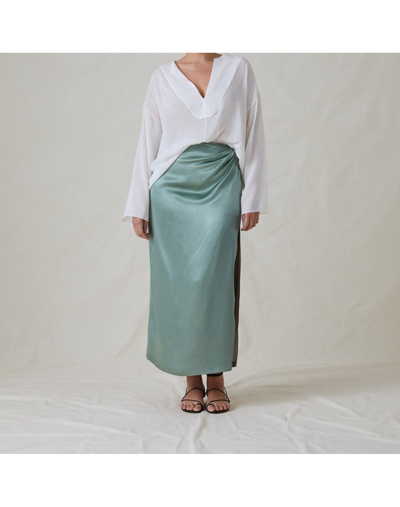 The Satin Draped Skirt | Seaglass
